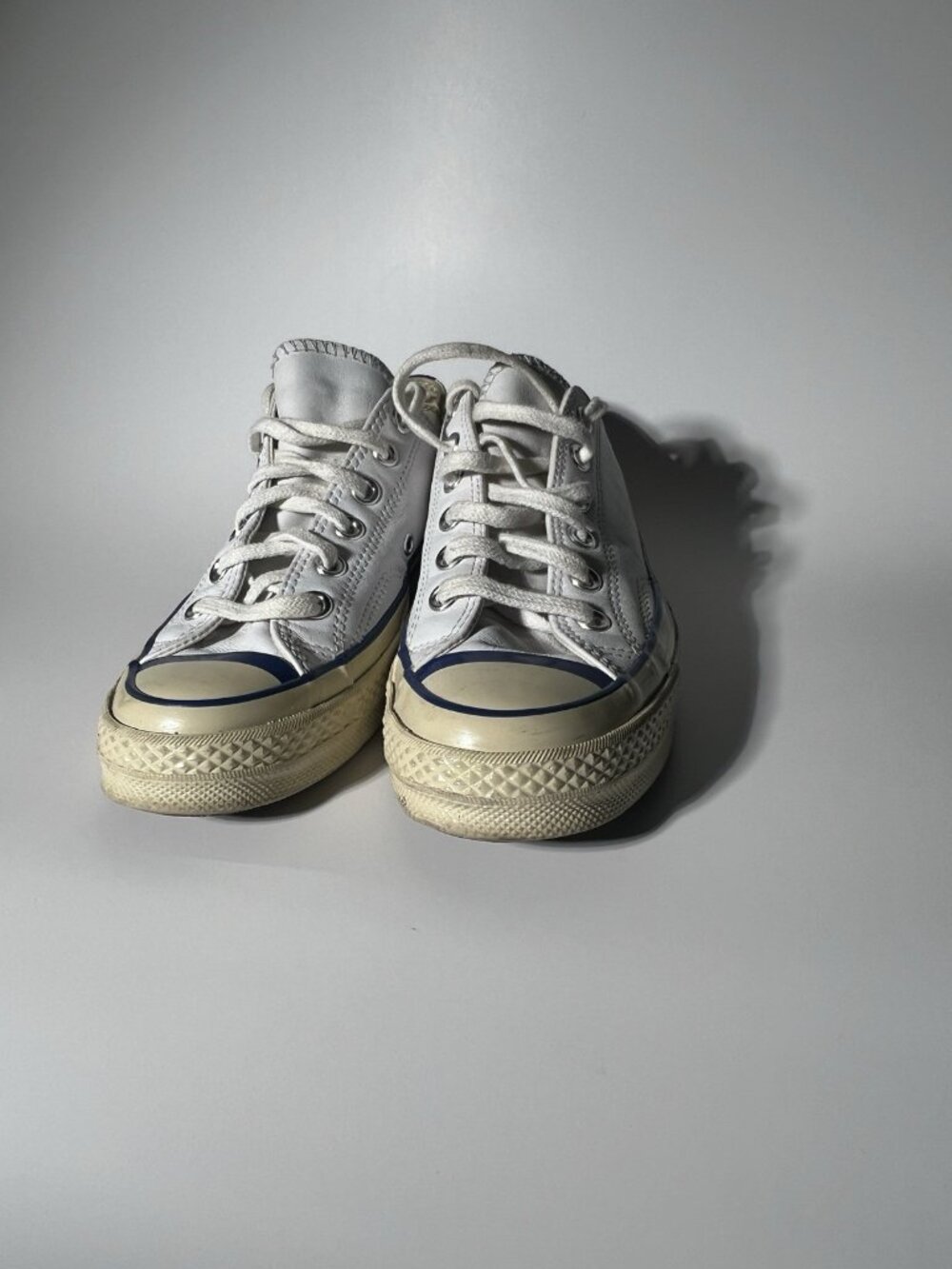 Converse Chuck Taylor All Star Leather White Blue Women’s 7 Men’s 5 - Picture 6 of 13